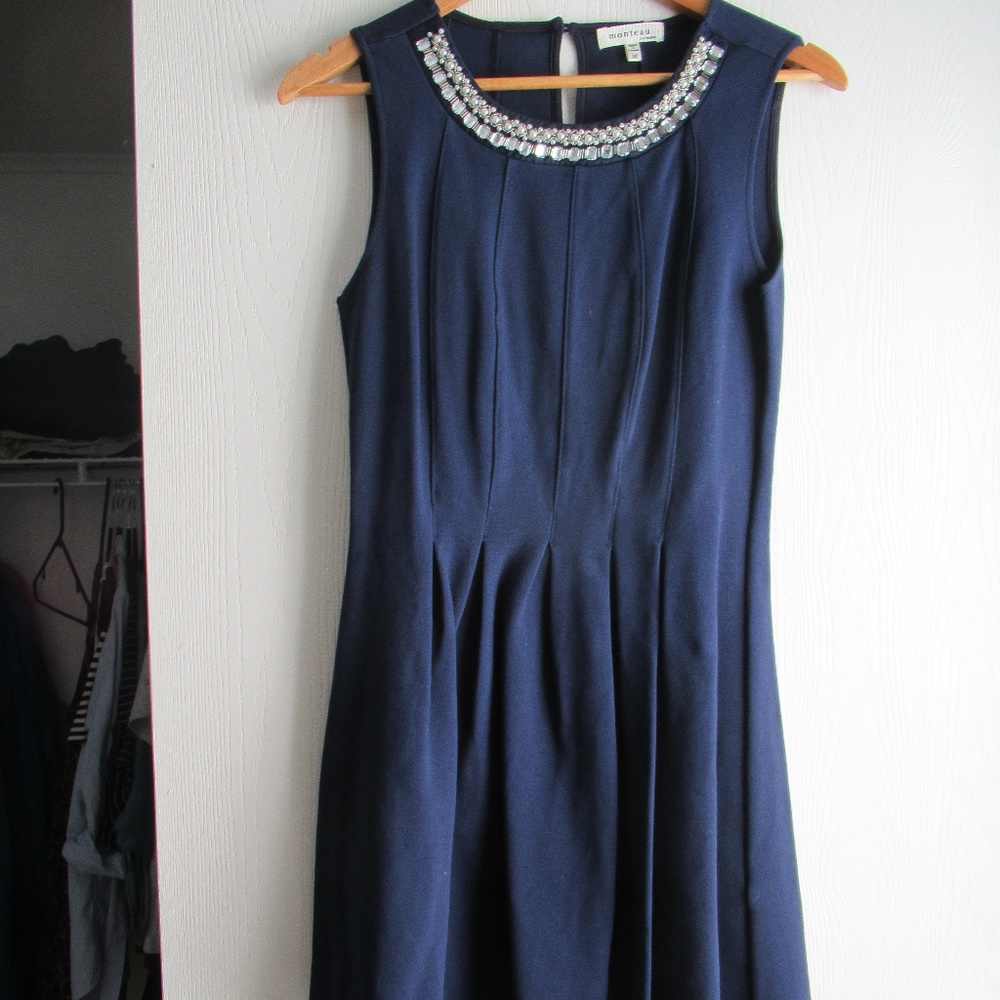 Monteau Blue Gem Dress Fitted